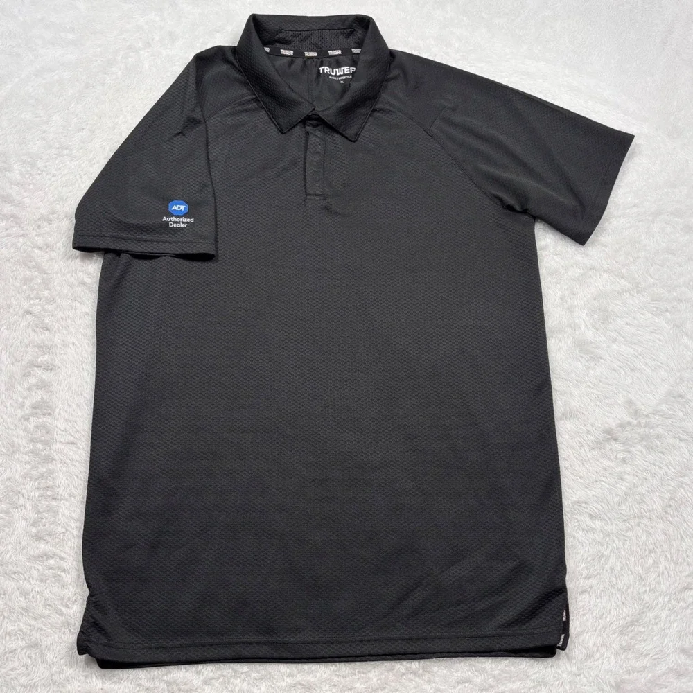 ADT‎ Authorized Dealer Logo Polo Shirt Mens XL (FIT M) Black Stretch Employee